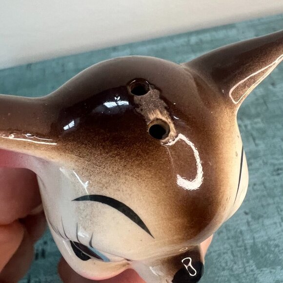 Kitschy Anthropomorphic Big Eyed Doe Fawn Deer Salt Pepper Shakers Japan Vintage - Picture 7 of 7